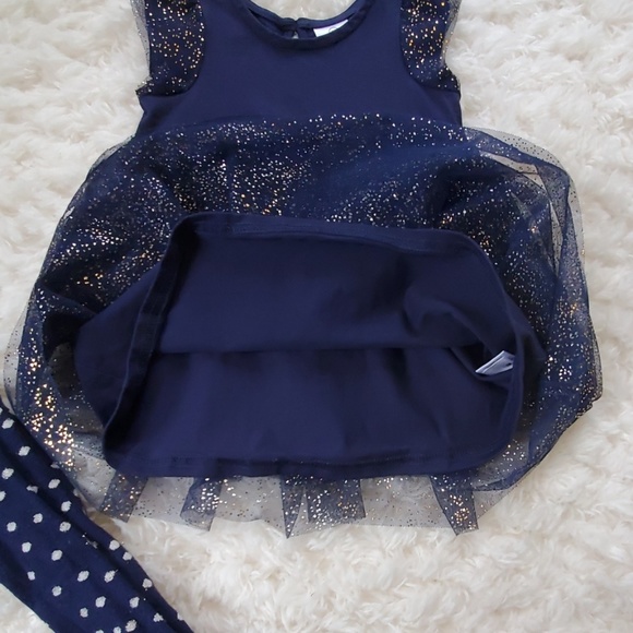 EUC Hanna Andersson Sparkle Holiday Dress & Tights - Picture 3 of 8